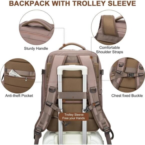 RDTGO Travel Backpack For Women, 40L Carry-On Backpack, Airline Approved main image 3